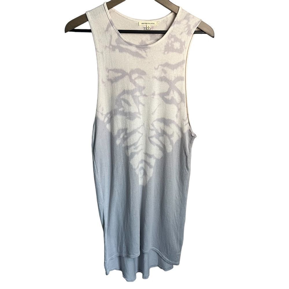 Obey Watchtower Tie-Dye Dress size Small Light Blue High/Low Tank Beachy Boho